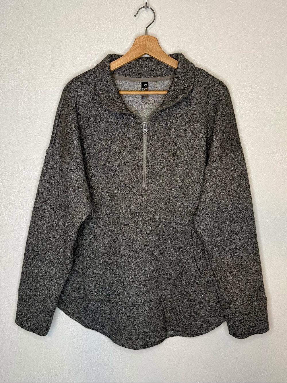 GapFit Quilted Jacquard Half-Zip Pullover New Heather Gray Womens Size Large NWT - Picture 2 of 16